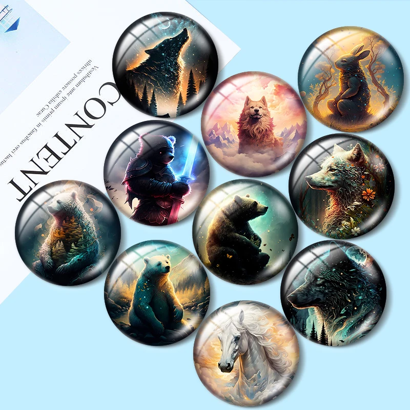 

Фантазийные животные: стеклянные кабошоны 12/18/20/25 мм для браслетов, подвесок, колец, демонстрации ювелирных изделий, изготовления серег, фурнитура