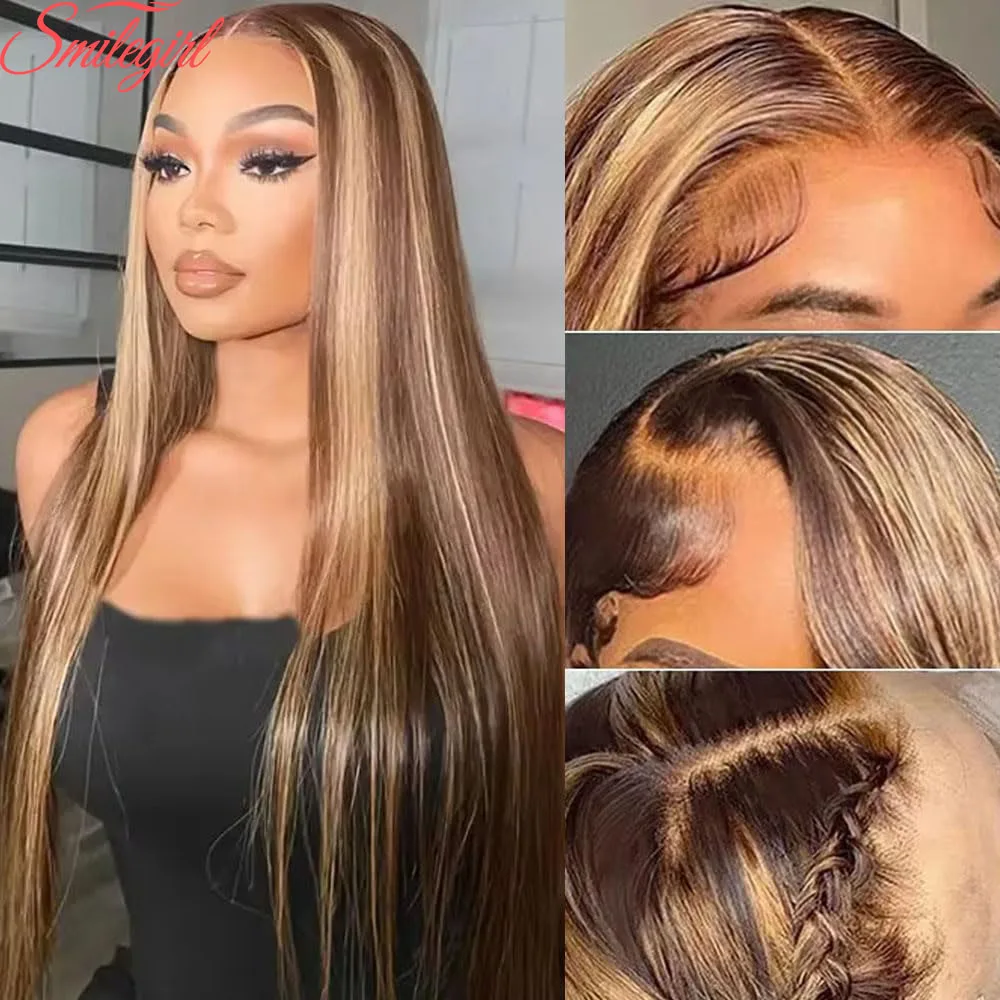 

P4/27 Straight Lace Front Wigs Human Hair Pre Plucked 180% Density 13x6 Highlight Ombre Lace Front Wig Human Hair Women 30 Inch