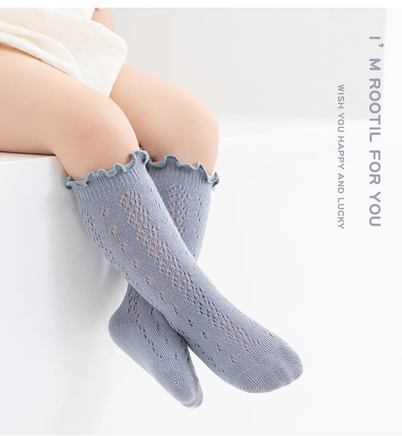 3 pairs Ruffle Kids Knee High Socks Baby Girls Toddlers Long Soft Cotton Sock Lace Flower Children newborn Socks For 0-6 Years