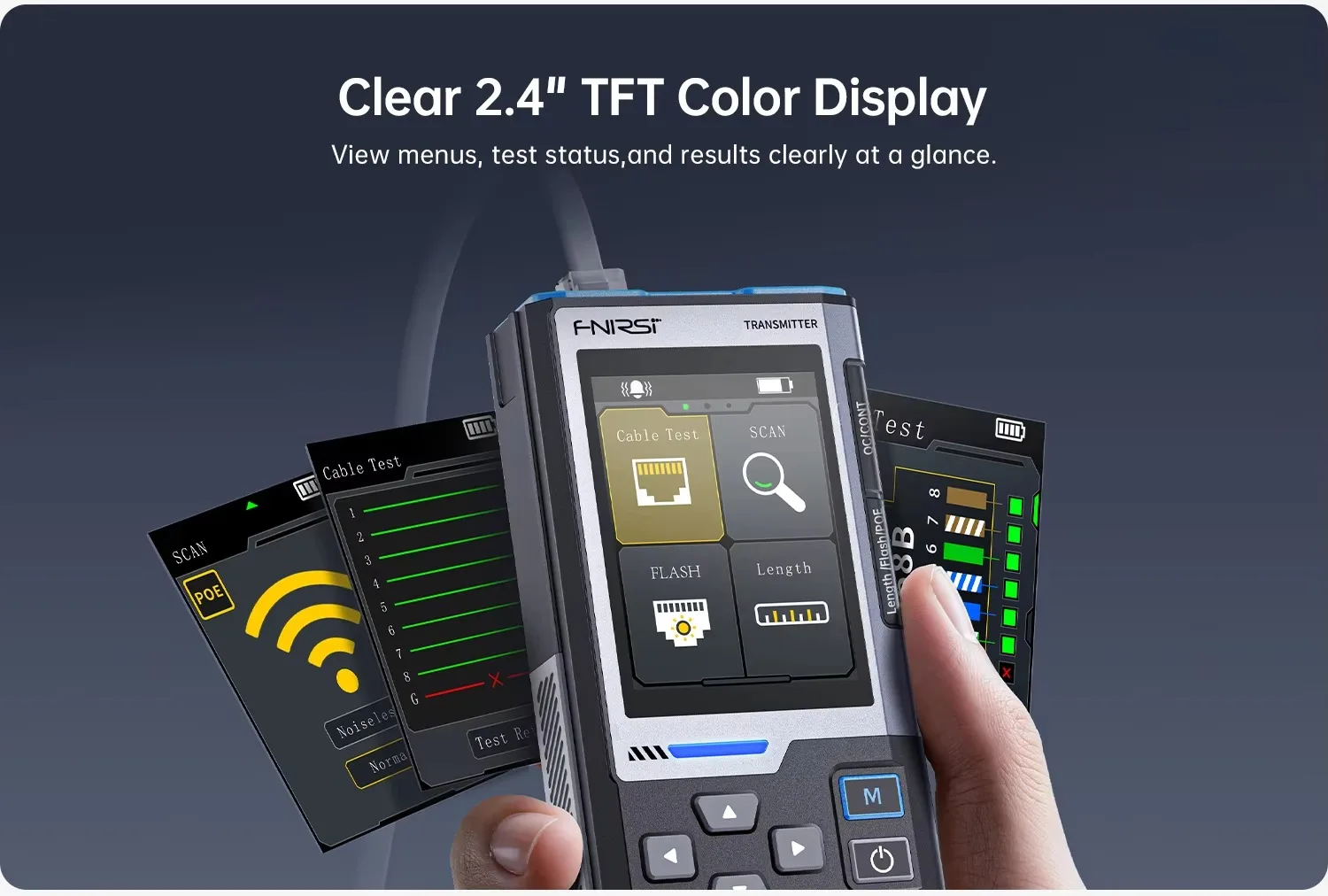 FNIRSI LPM-10C Network Troubleshooting Tool with Cable Tester, PING, IP Scanner, PoE, Gigabit Testing, RJ45 RJ11 Cable Tracer