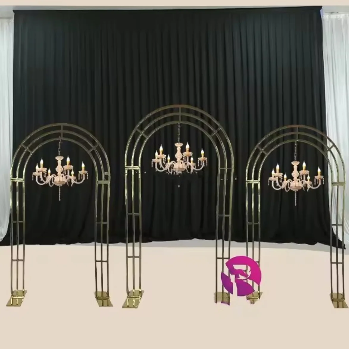 1pcs/3pcs)Marriage Events Gold Flower Stand Party heart Stage Flower Arch Frame Stand Wedding Decoration Backdrops