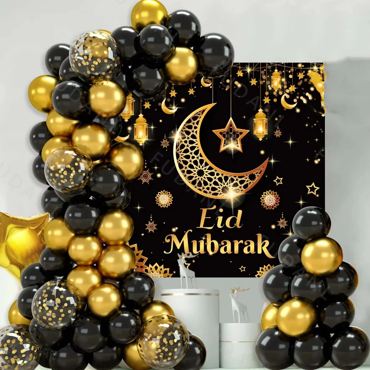 64pcs Eid Mubarak Balloon Background Ramadan Decor For Home 2024 Ballons Ramadan Mubarak Muslim Islamic Festival Party Supplies