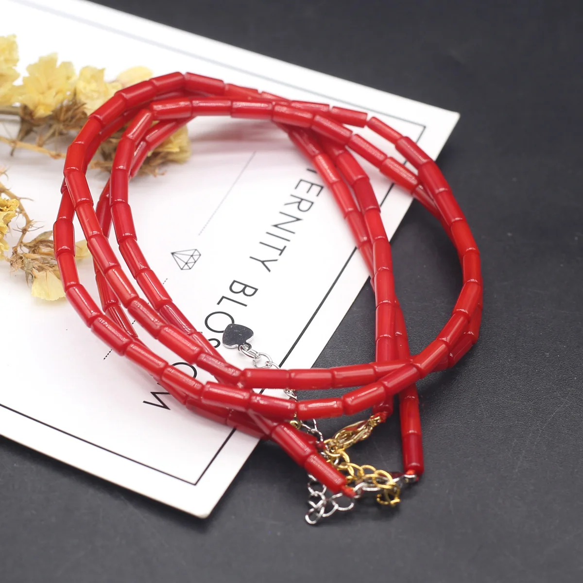 Natural Red Coral Beads Necklace Bracelet Gold Silver Buckle Oval Square Round Beads Chains Choker Necklace for Women Jewelry