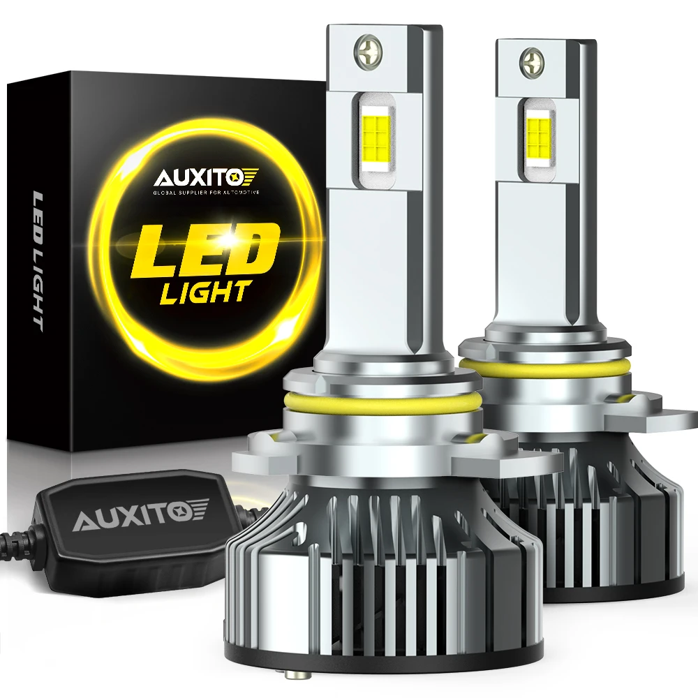 AUXITO 2Pcs 25000LM Canbus Turbo LED 9012 HIR2 LED 360 Degree Headlights Bulb No Error 100W 6500K White Car Head Lamp 12V Mini