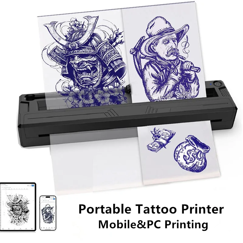 Beginners&Tattooists Wireless Thermal Tattoo Printer Portable Bluetooth Mini Tattoo Stencil Printer Works for Phone/Tablet/PC