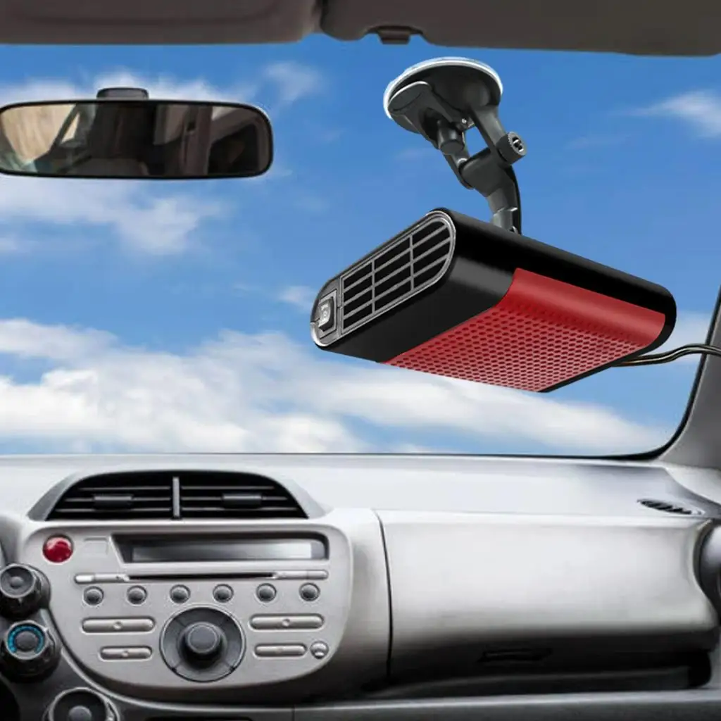 Car Defogger Heater Fan 12V Portable Electric Heating Cooling Windshield Demister Frost Removal with 360 Degree Adjustable Base