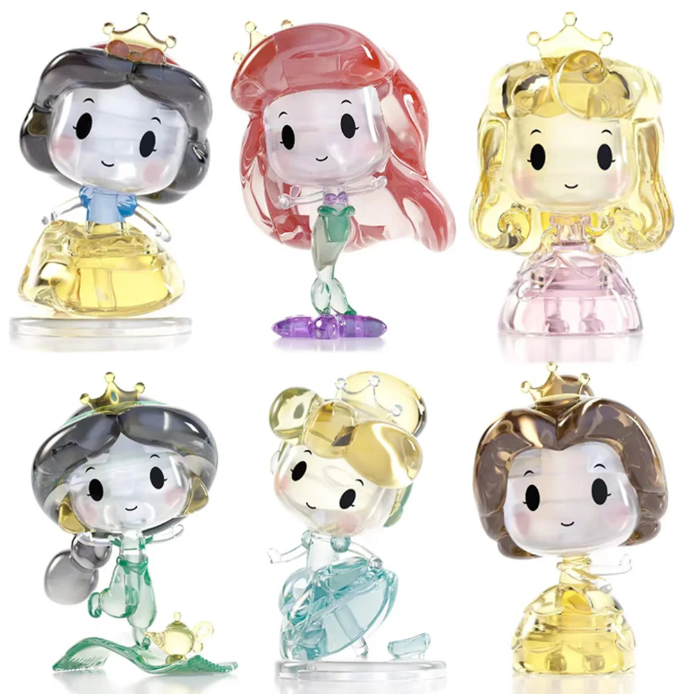 Disney Princess Cinderella Ariel Snow White Aurora Jasmine Belle Crystal Action Figure Dolls Toys Decoration Blocks Figure Model