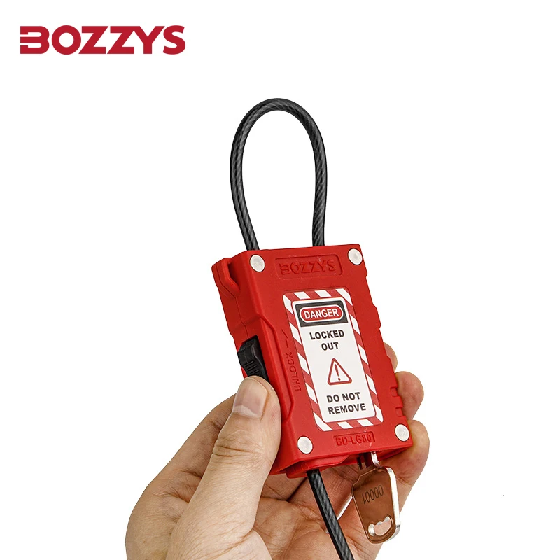 Регулируемый тросовый замок BOZZYS Lockout Tagout с кабелем диаметром 4 мм для предупреждения и капитального оборудования промышленного оборудования