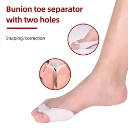 Separador de dedos de Gel de silicona, Protector de pulgar y Valgus, ajustador de juanete, Protector de Hallux Valgus, cuidado de los pies, 2 agujeros, 1 par