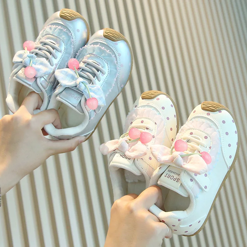 Girls Breathable Lace Sports Shoes Kids Student Soft-soled Non-slip Casual Shoes Children Lightweight Comfortable Running Shoes