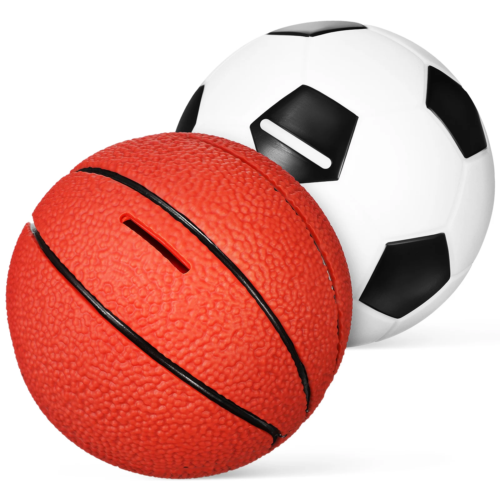 

2pcs Piggy Bank for Kids Boys 8- Theme Coin Banks Vinyl Basketball Soccer Ball Shaped Home Decor Gift Ideas