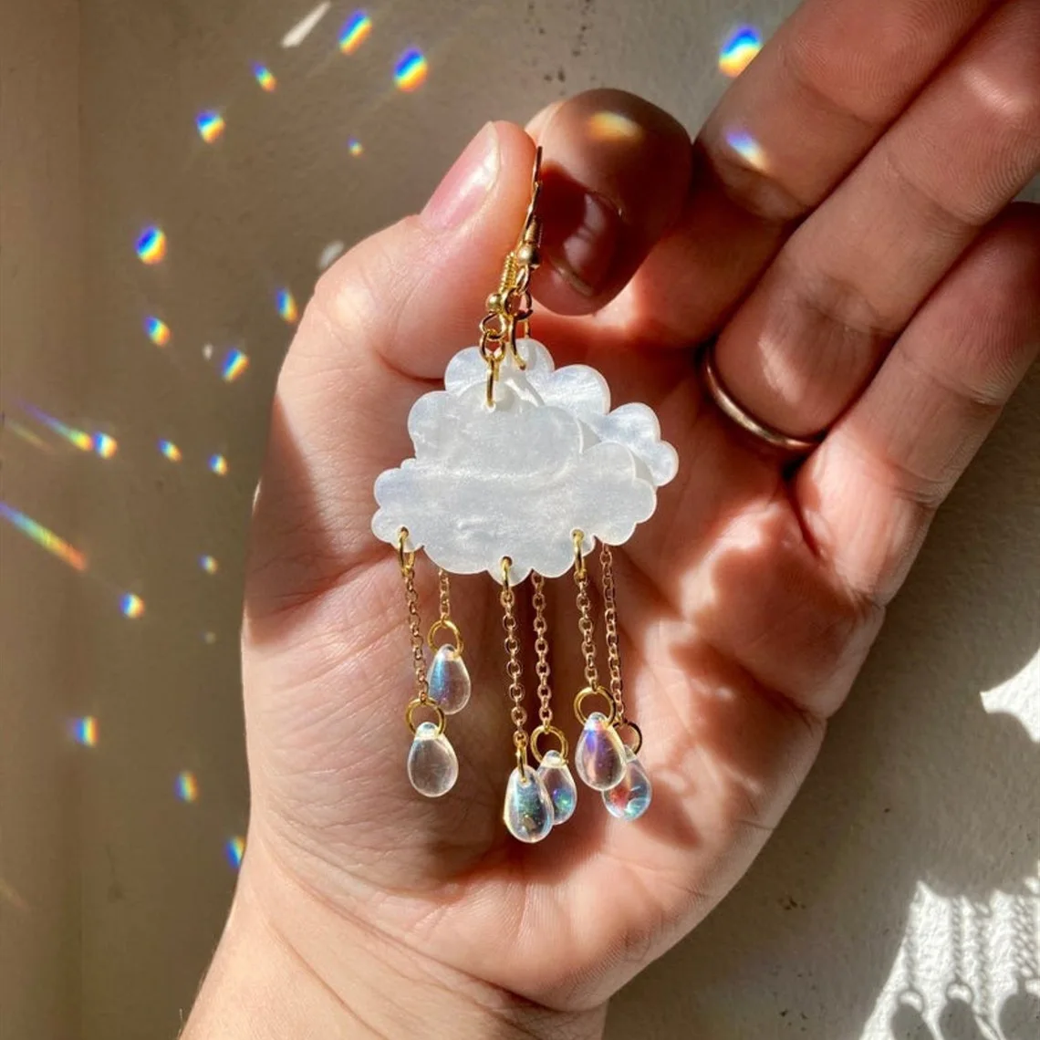 Acrylic Cloud Earrings Tears Rain Tassel Earrings For Women Boho Jewelry Girls Gifts Cute Acrylic Rain Water Earrings Handmade