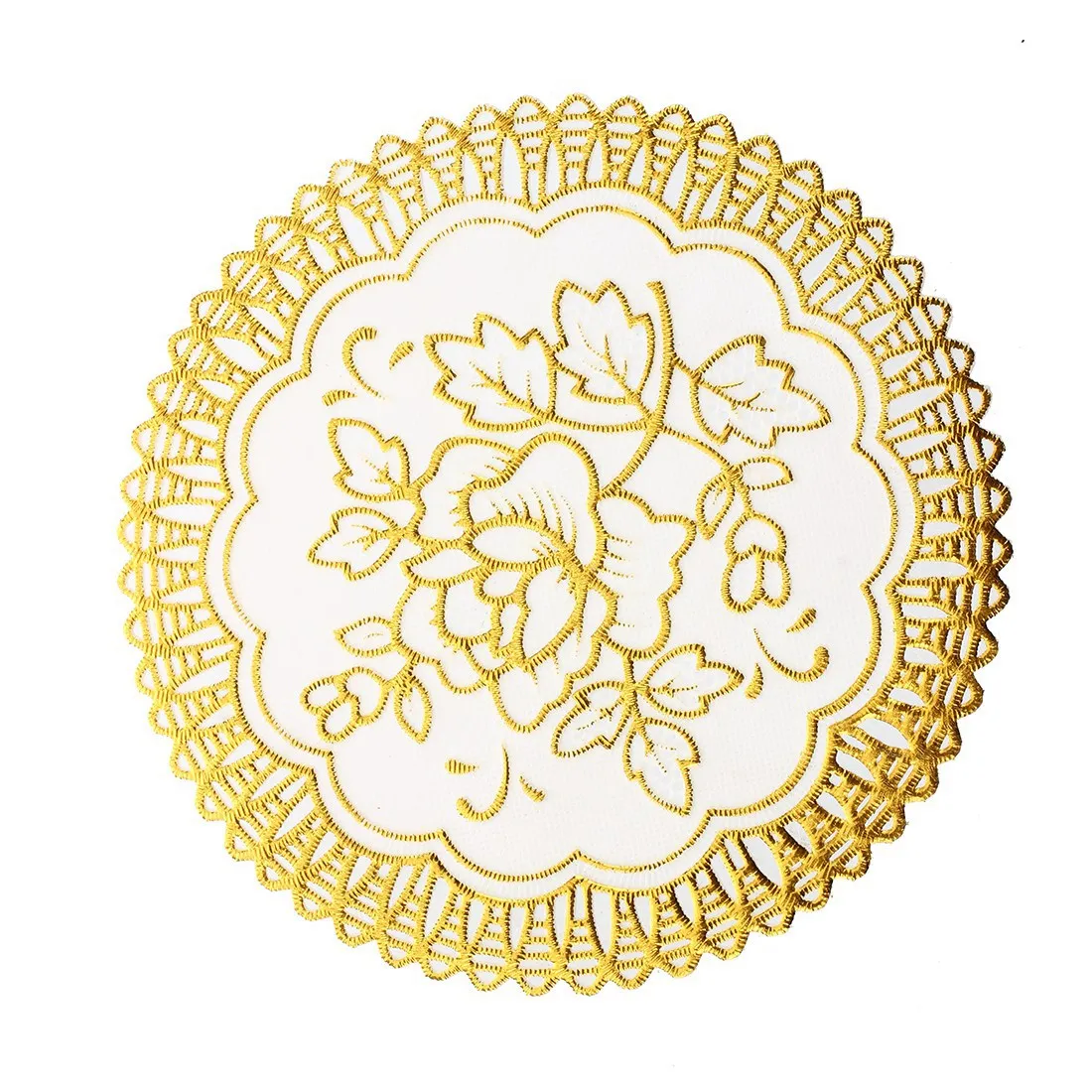 6 Exquisite Gold-tone Flower Dinning Table COASTERS SET