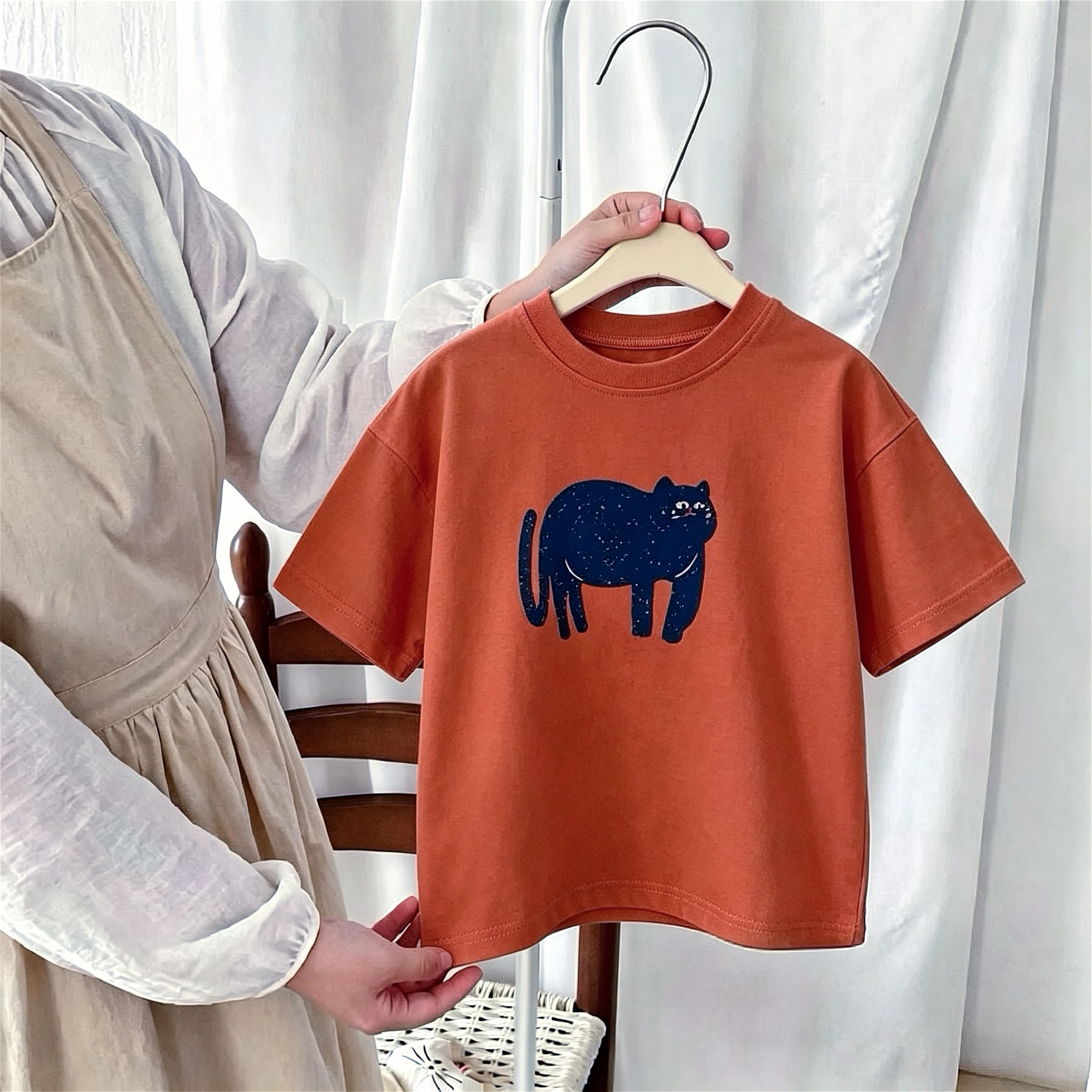 1-7 Age Children's Wear Summer Kids T-shirt Printed Animal Fashion Popular Korean Girls Boys Short Sleeved Tops T Shirts O-neck