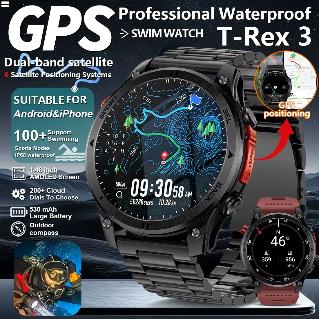 2026 New Outdoor Military Smart Watch Men 1.46
