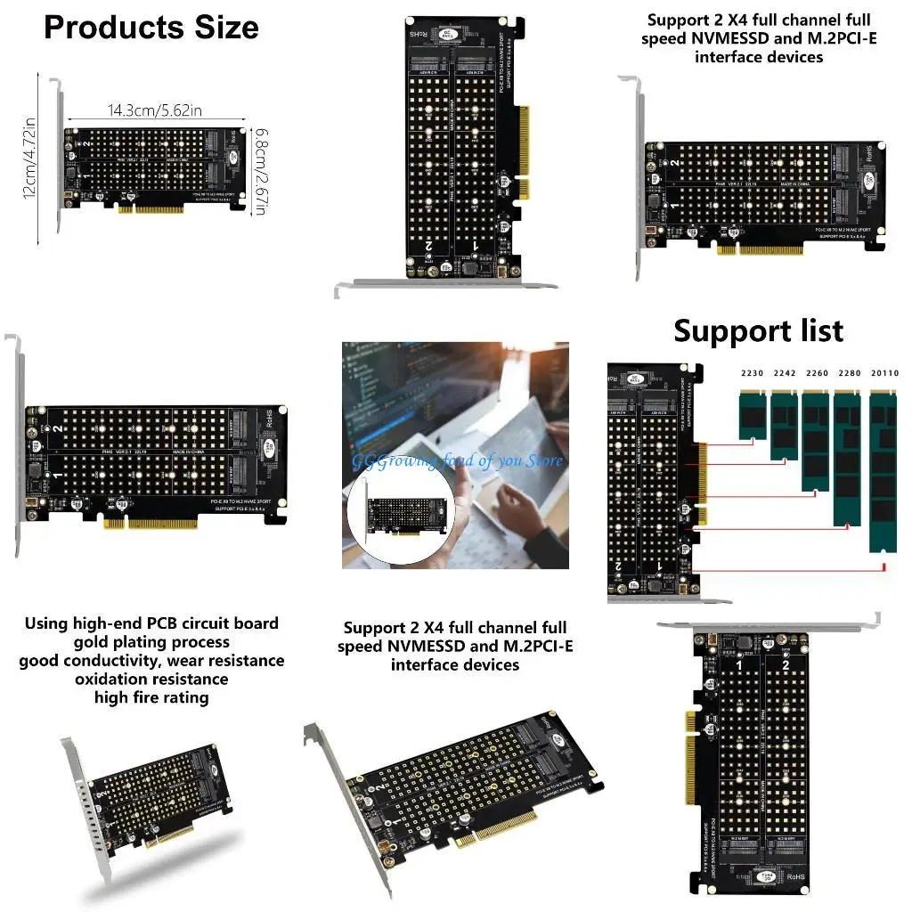 محول فتحة H9EB M.2 NVME إلى PCIExpress 2 لتسريع التطبيقات وتخزين البيانات الكبيرة #1
