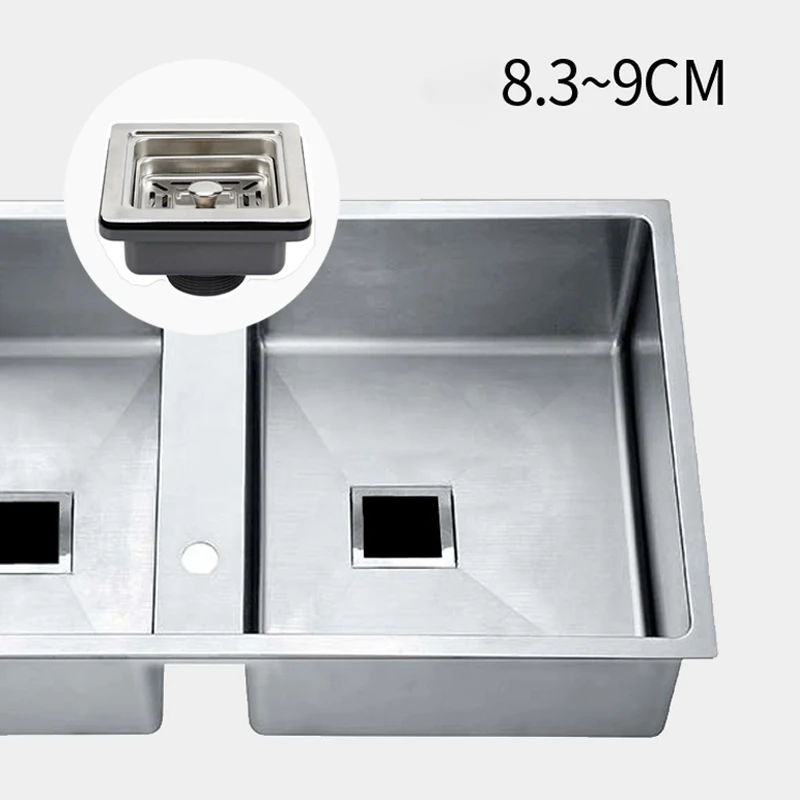 Stainless Steel Square Kitchen Sink Drainer Sink Drain Filter Waterproof Corrosion Resistant Leakproof Drain Pipe Accessories