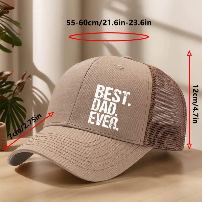 BEST.DAD.EVER Baseball Cap Adjustable Snapback Hat Breathable Mesh Back Sweat-Wicking Outdoor Casual Dad Gifts Letter Print Cap