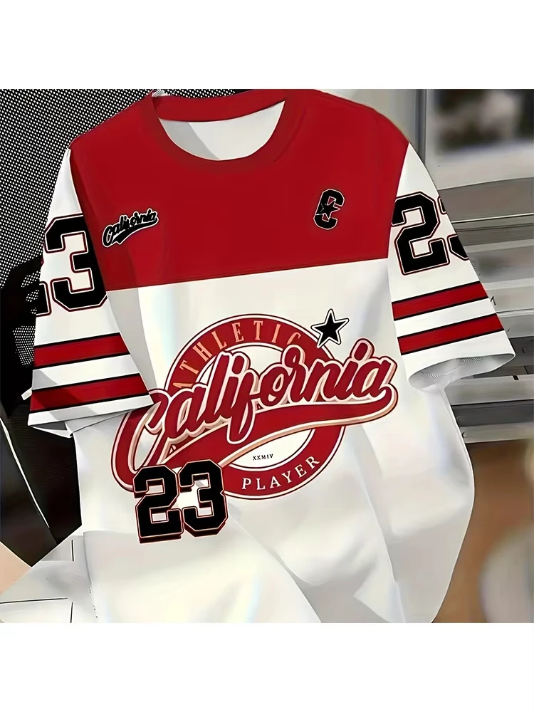 American Style Jersey California No. 23 Digital Print Streetwear T-Shirt Fashionable Breathable Sports Women Men Beach T-shirts