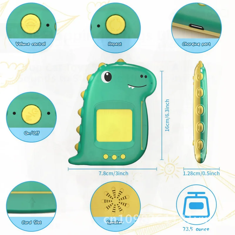 آلة ألغاز بطاقة فلاش الناطقة للتعليم المبكر لعبة تعلم اللغة الإنجليزية مع وظيفة قارئ القصص للدماغ القابل لإعادة الشحن للرضع #3