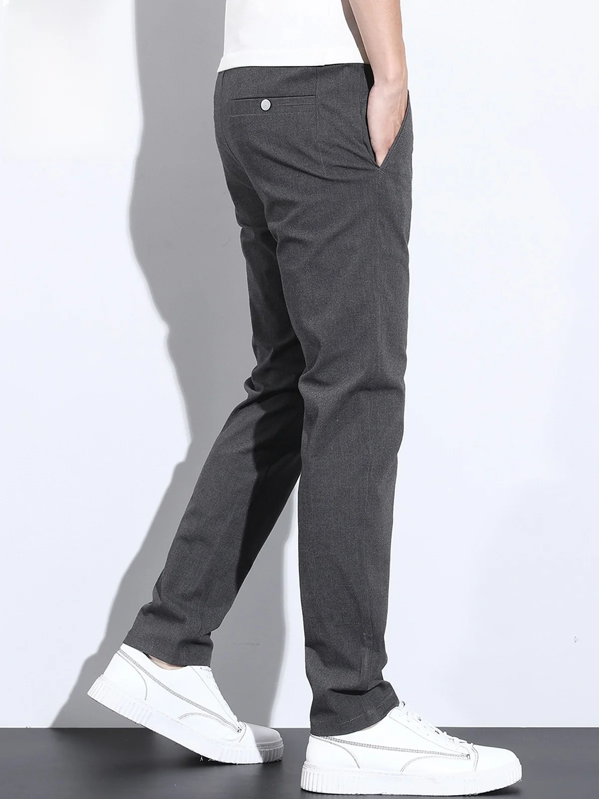 

Мужские повседневные брюки Slim Fit, летние, тонкие, модные, однотонные, длинные, молодежные, для активного отдыха, из хлопка, полиэстера и спандекса