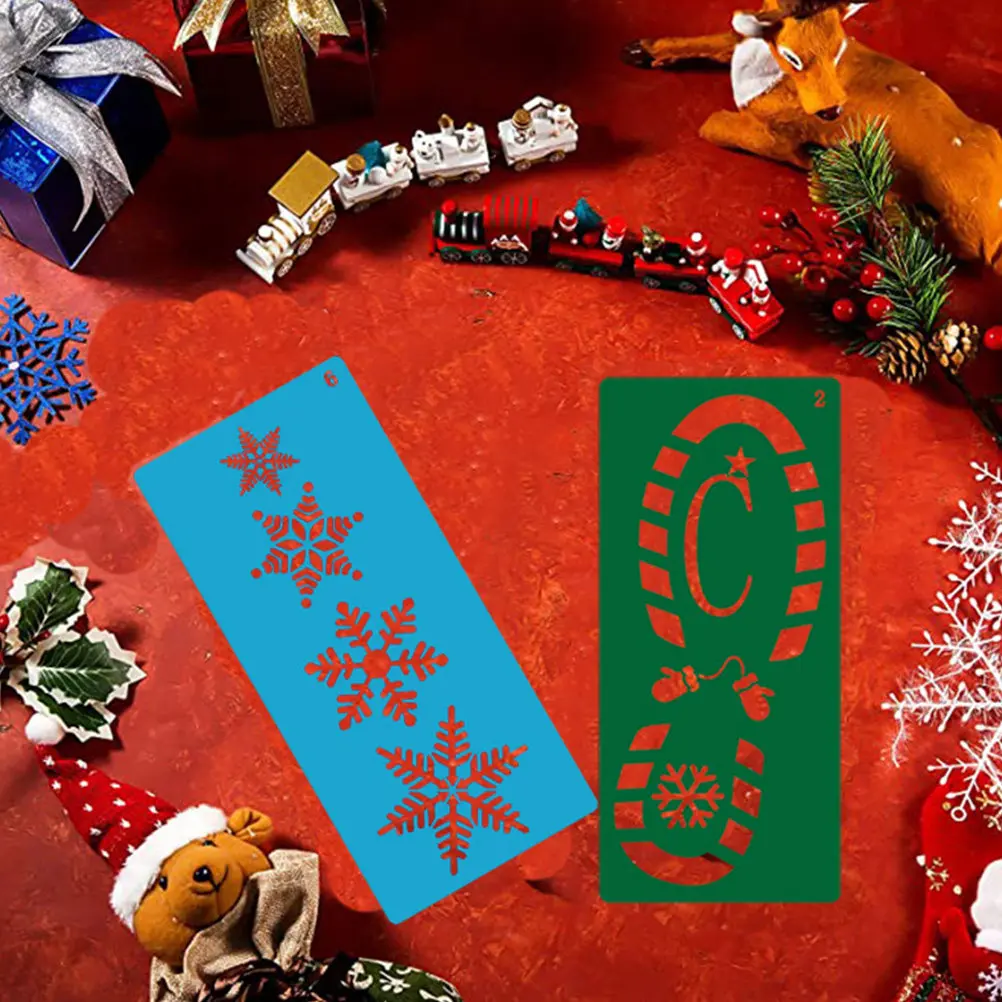 

Набор из 6 трафаретов для рождественских узоров на обуви, вырезные шаблоны для рисования своими руками, для художественных поделок, декоративные трафареты для снега и рождественских мотивов, трафареты с отпечатками стоп