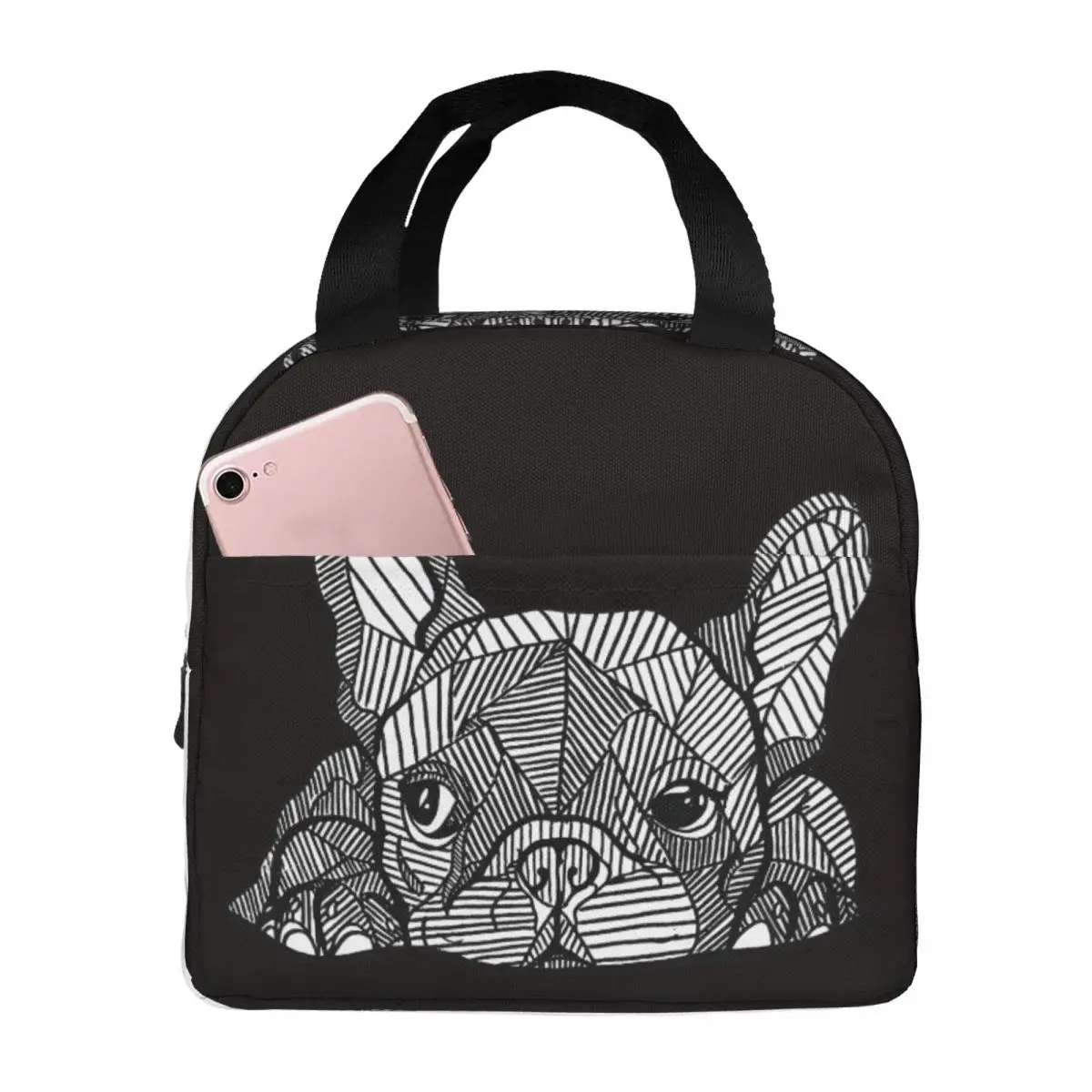 Puppy Lunch Bag box French Bulldog Frenchie Dog Children Aluminum Bag Foil Portable Lunchbox