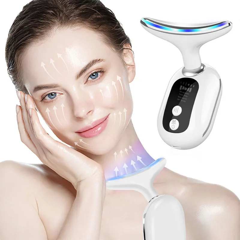 

Neck Massager Wrinkle Removal EMS Micro Current Color Face Lifting Machine Skin Care LED Photon Massage Machine Beauty Device