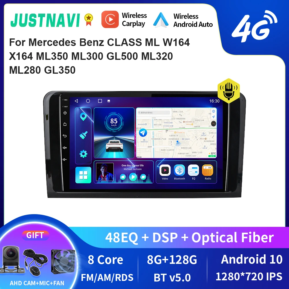 

JUSTNAVI QT10 Android 10,0 автомобильное радио для Mercedes Benz класса ML W164 X164 ML350 ML300 GL500 ML320 ML280 GL350