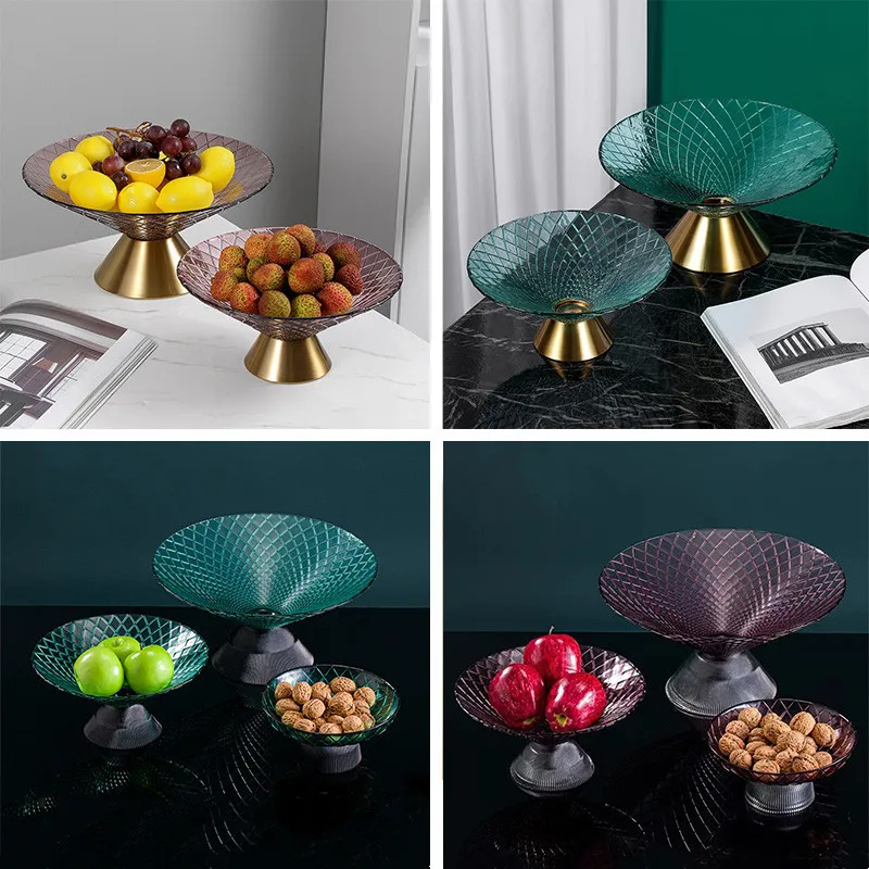 Light luxury fruit plate, exquisite high-end tray snack plate, household living room coffee table, high-end glass fruit plate
