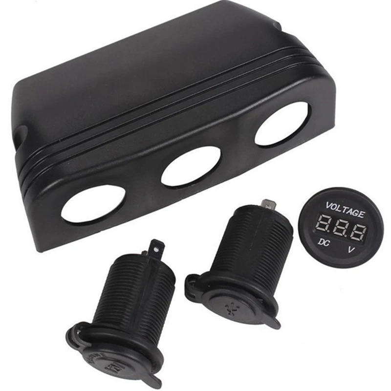 1/2/3 Holes Car USB Socket Tent Base USB/Voltmeter/Cigarette Lighter Power-Socket Cover Base for Truck Motorcycle Boat ATV