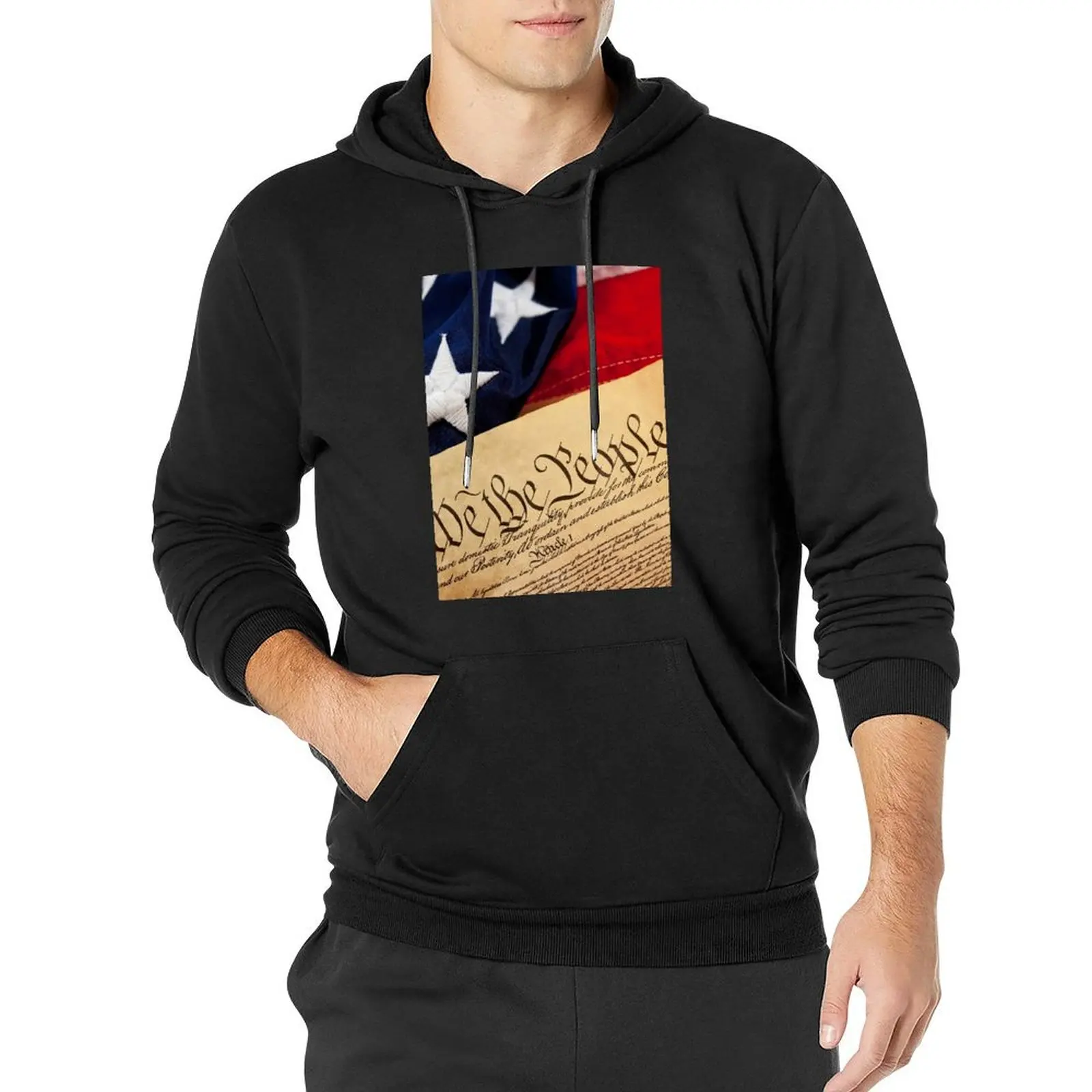 

Constitution: Overhead View of USA Constitution and Flag Pullover Hoodie hooded shirt male clothes mens hoodies