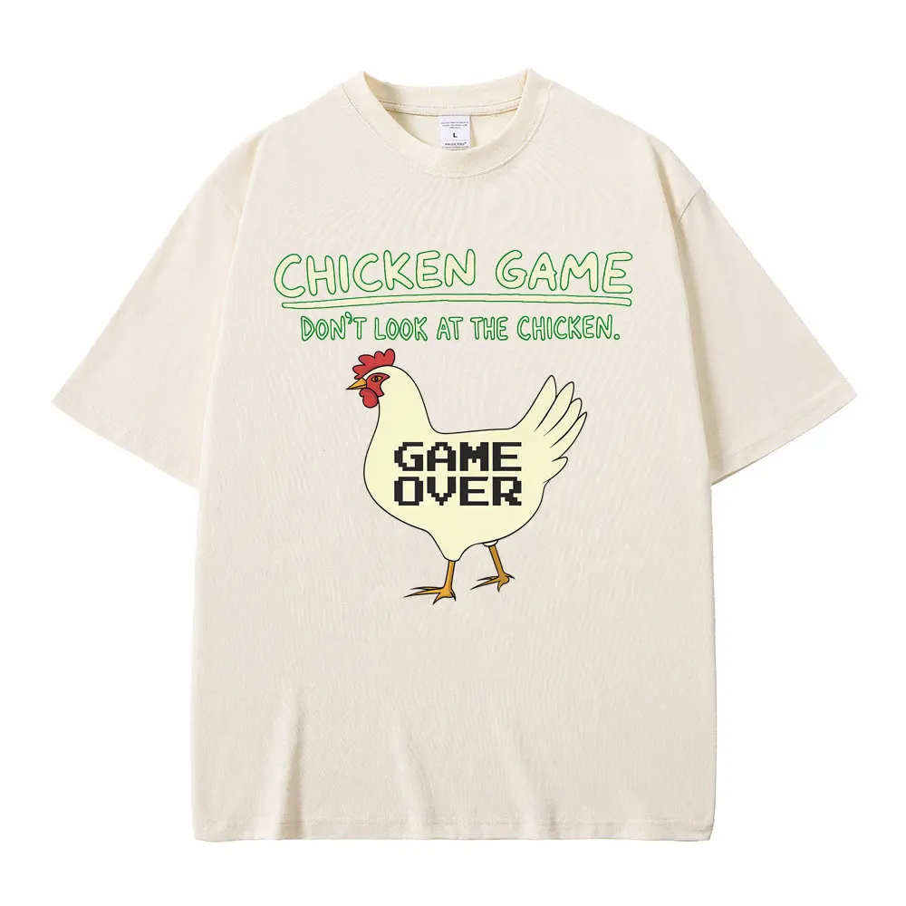

Chicken Game Don't Look At The Chicken Funny T-shirt Summer Men Women Fashion Oversized Short Sleeve Male High Quality T Shirts