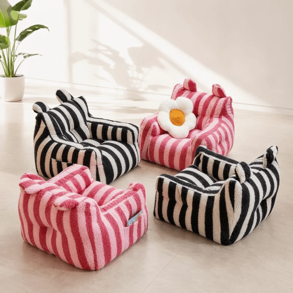Bear Shaped Soft Fabric Lazy Sofa Comfortable Ergonomic Storage Bag Sofa Chair Lines Lightweight Body Fluffy sofa Home Decor