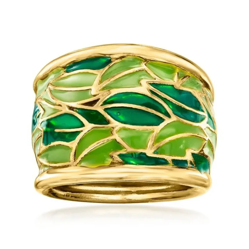 Wholesale of Chinese-style floral rings, oil-dripping blue and white porcelain women's ring tail rings