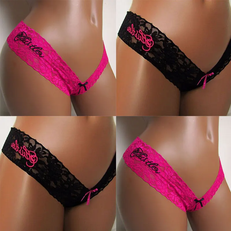 Women Sexy Lace Panties Solid Color Embroidery Underpant Low-Rise T-back Briefs Solid Color Ladies Panties Female G-string Thong