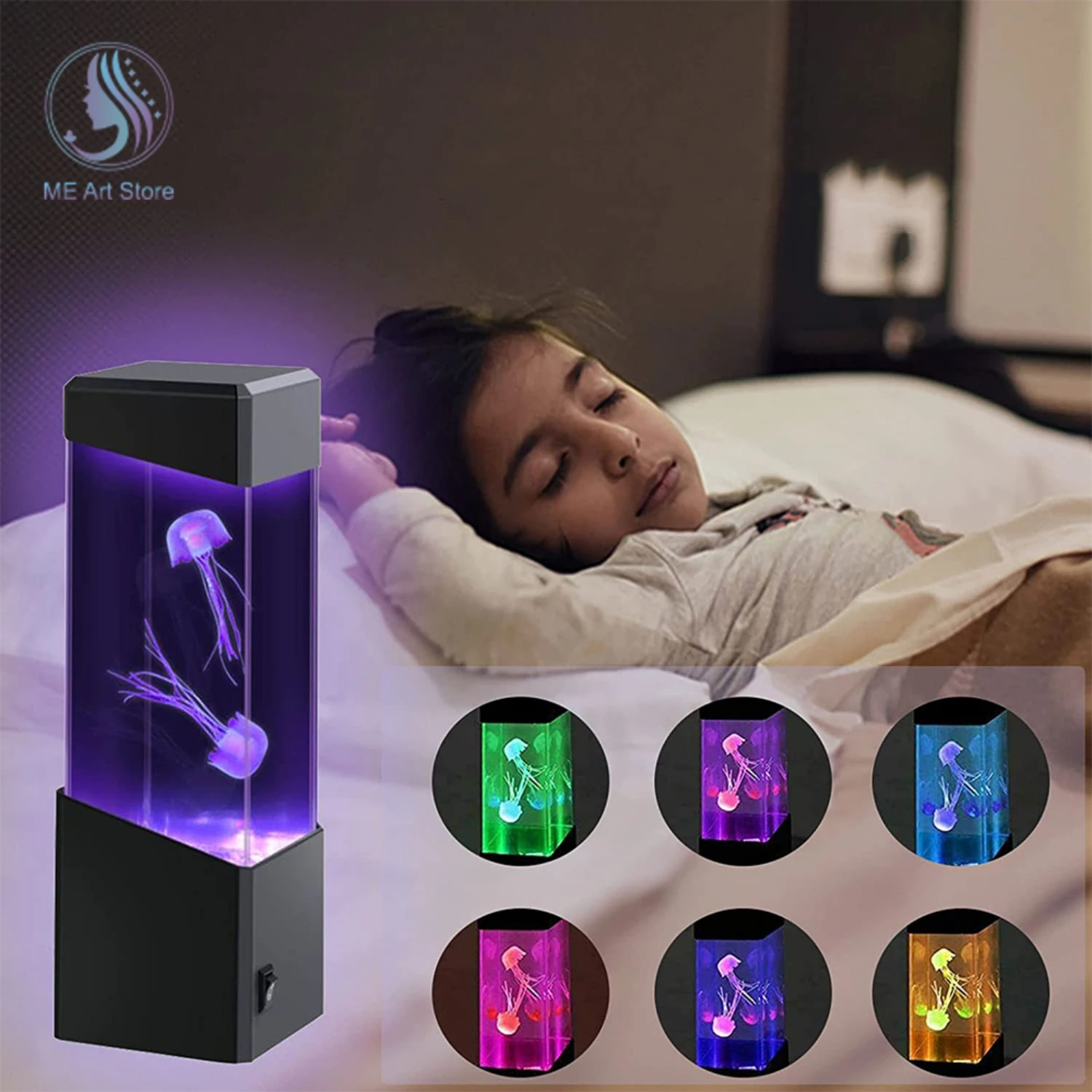 New Beautiful Colorful Multicolored LED Jellyfish Light Lava Lamp - Gorgeous Aquarium LED Mood Night Light for Bedroom Decoratio