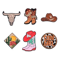 Classic Vintage Hat Shoes Brooch Enamel Pin Funny Cow Girl Lapel Badge Decor Shirt Brooches Jewelry Wholesale Gift for Friends