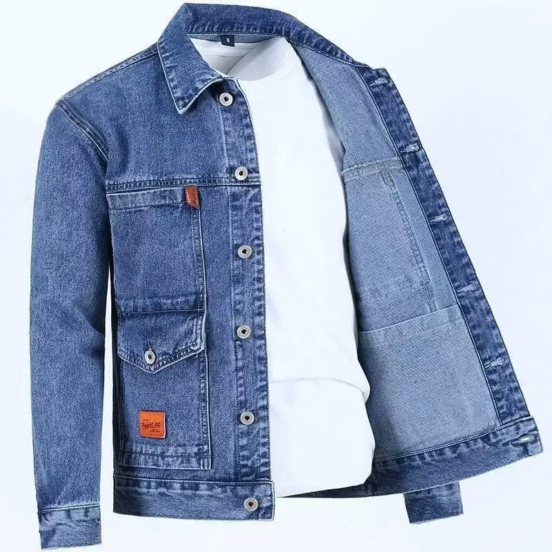 Thiened Fce Denim Jaet for Men Warm High-ade Wear-resistant Winter New Sle Cotton Garment Dirt-resistant Denim Jaet