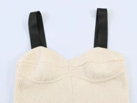 Summer minimalist style V-neck slim fit structured knit short sleeved knitted jacket with suspender short top and half skirt - Image 6