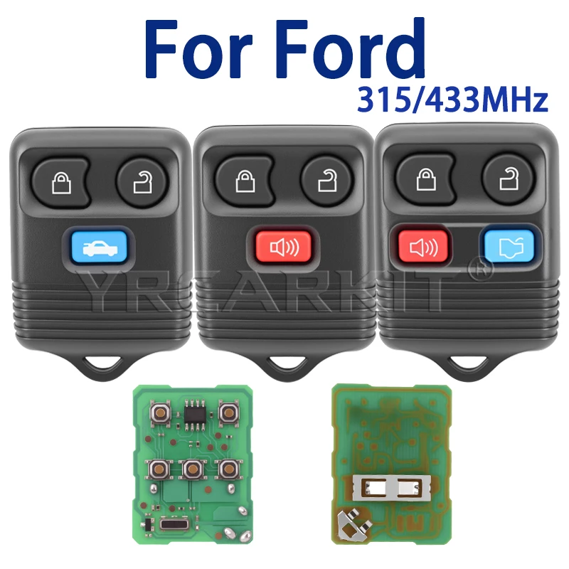 Complete Remote Control Car Key 315MHZ 433MHZ For Ford Escape Explorer 2002 Clicker Transmitter 3/4 Buttons Keyless Entry Fob