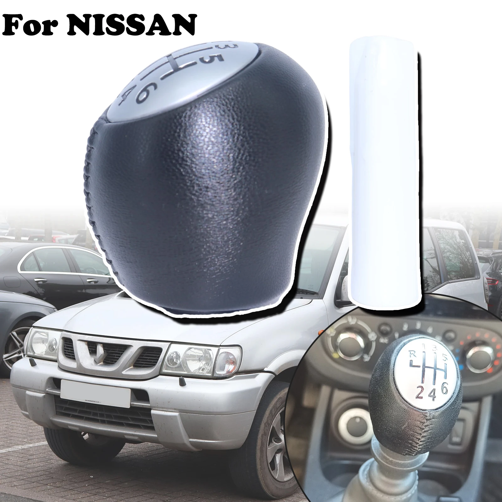 

6 Speed Gear Shift Knob Leather Pen Handleball For NISSAN NV400 TERRANO INTERSTAR PRIMASTAR 2009 Interior Accessories 328650005R