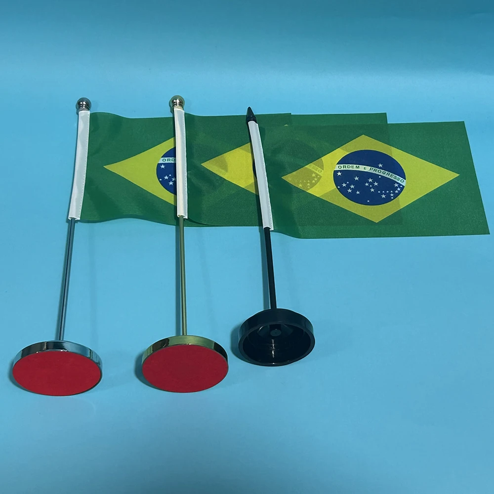 (SKY FLAG)Office Desk Flag Of Brazil flag 14x21cm polyester Brazil flag National Flag Country Banner Desk Ornaments Flags