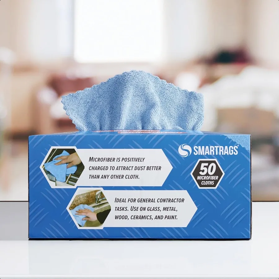 Arkwright Smart Rags Paquete de 50 paños de limpieza de microfibra, toallas de lavado de 12 x 12 pulgadas