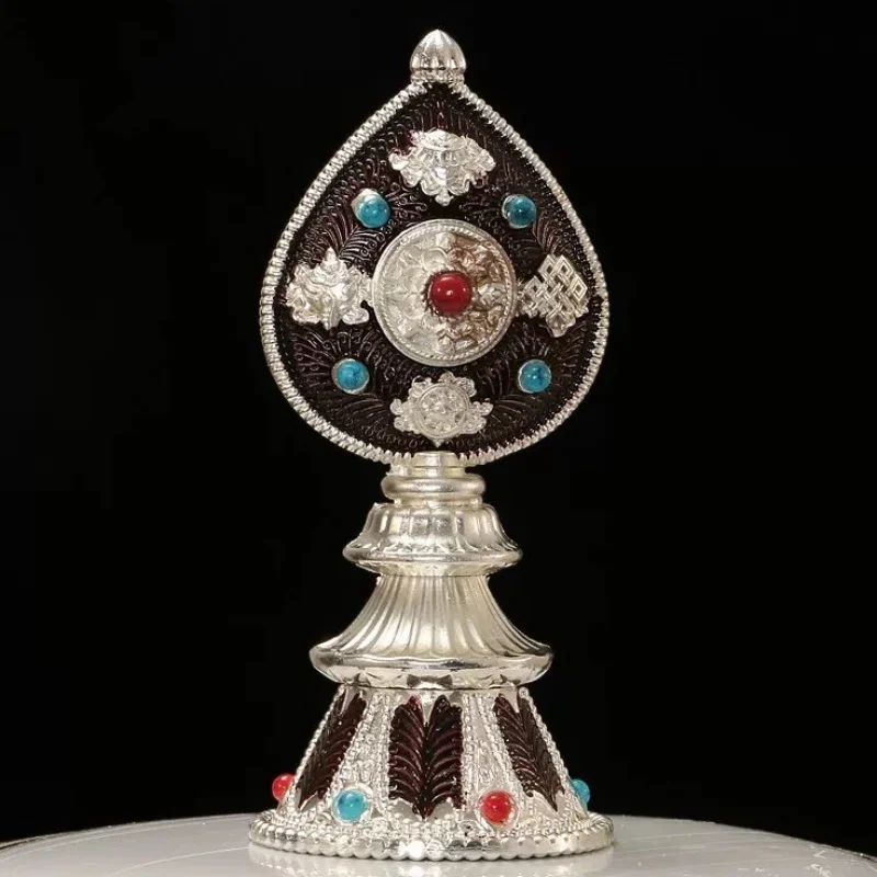 1Set Buddhism Guardian Manza Plate,Contains Gems Tibetan Inlaid Gem Alloy 4 Layer Tantric Altars Tray Handicrafts,Buddhist Item