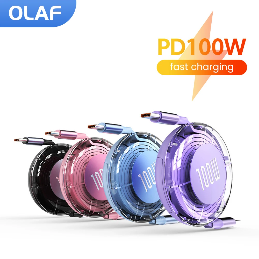 Olaf chowany kabel 100W typu C do szybkiego ładowania kabla do iPhone 15 Huawei Xiaomi MacBook iPad kabel USB kabel do transmisji danych