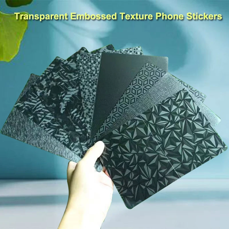 Vormir 50 Pcs Transparent Embossed Stickers for Cellphone Skins Texture Print Back Cover Housing Protective Films for Cutter