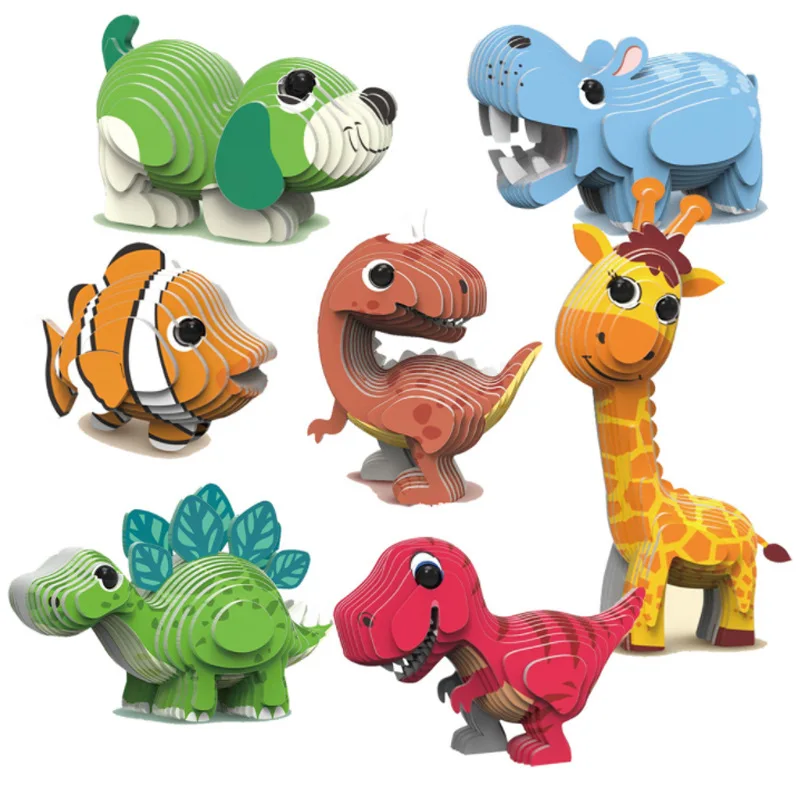 

Children's 3D Three-dimensional Puzzle Toys Cartoon Cute Dinosaur Series Animal Shark Jigsaw Puzzle Toys Kindergarten Gifts