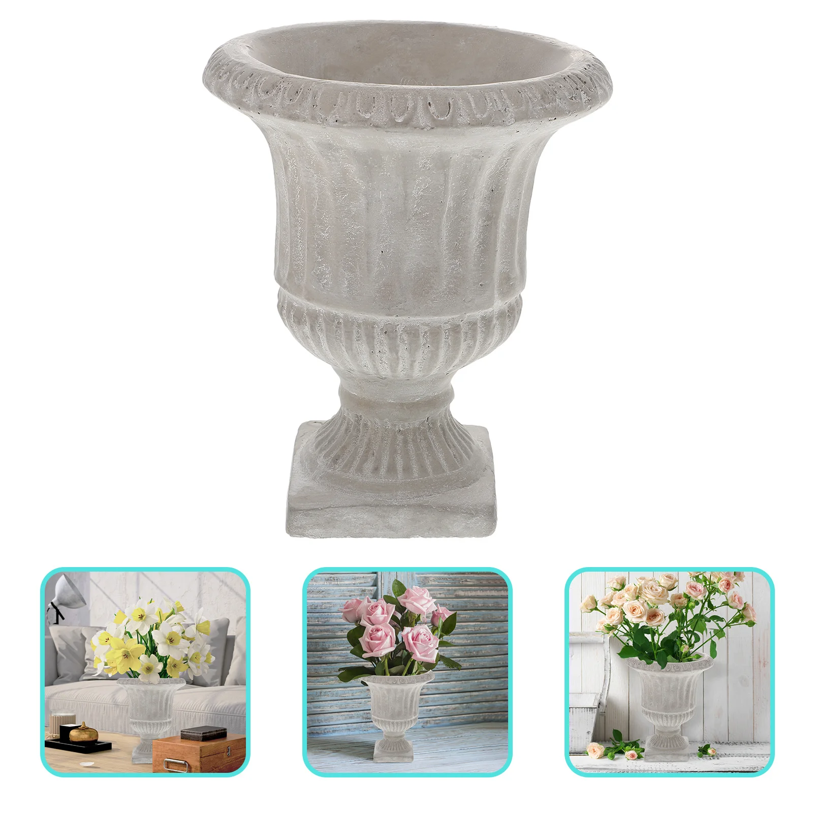 

1Pcs Cement Flower Vase Simple Style Flower Arrangement Bottle Stable Base Indoor Home Office Centerpiece Adornment Gift