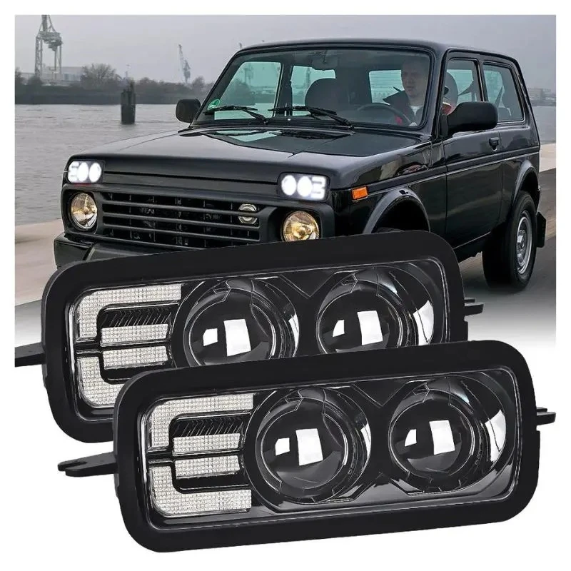 

100 Вт 10000 лм Светодиодная фара, противотуманная фара дальнего света Противотуманная фара указателя поворота дальнего ближнего света Автомобильный свет для Lada 4x4 Urban Niva 1995-2019